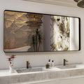 ISKM Large Black Framed Mirror for Bathroom 72" x 32" Wall Mounted Mirror Black