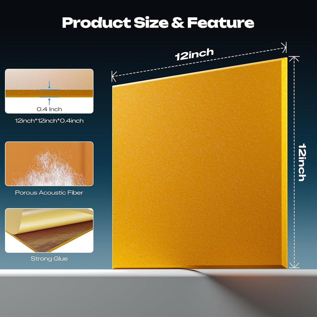 sonicism 12 pack acoustic wall panels showing dimensions