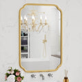Gold Bathroom Vanity Mirror for Wall 24" x 36" Modern Rounded Rectangle Mirror