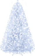 6ft White Prelit Christmas Tree with 300 LED White Lights, 726 Dense Branch Tips, Versatile Holiday Tree for Christmas, Halloween and Party Decor