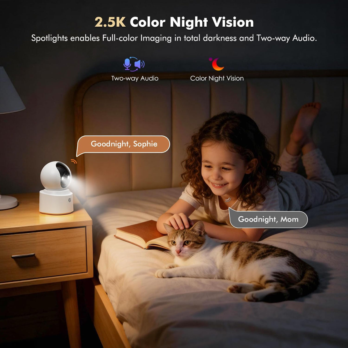battery powered indoor camera wireless for home monitoring on a desk or shelf