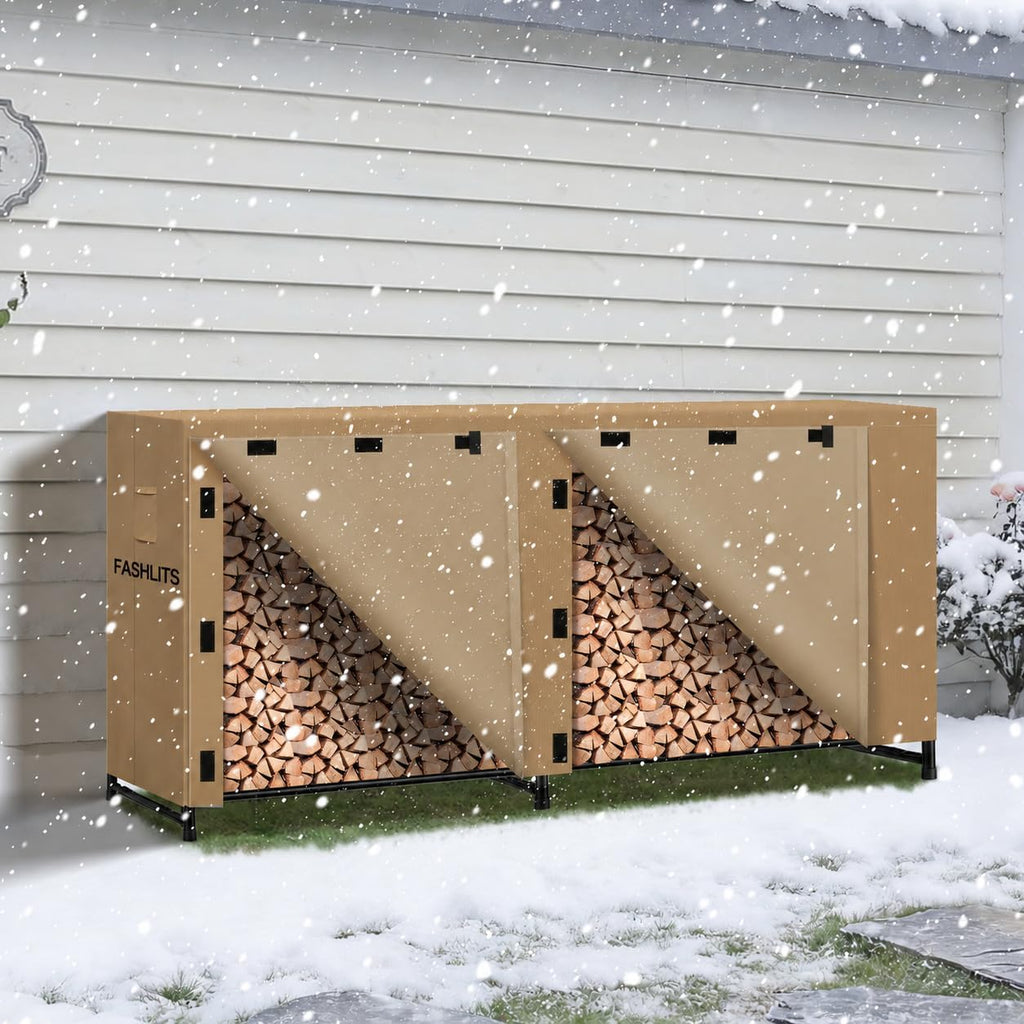 8ft firewood rack cover, waterproof heavy duty 600d on a desk or shelf