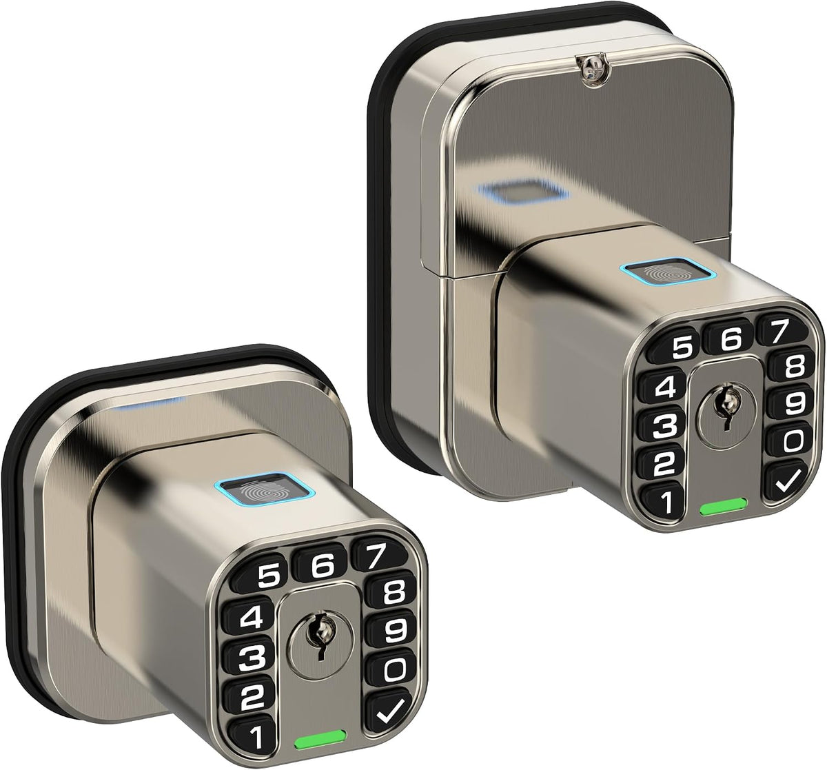 Richelock IU53 Double-Sided Fingerprint & Keypad Door Lock, All-Weather, Fully Waterproof Biometric Entry with Dual-Sided Codes, Same Key Both Sides for for Outdoor, Indoor, Gate, Fence