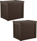 Suncast 2 Pack 22-Gallon Small Deck Box - Lightweight Resin Storage Container and Seat for Patio Cushions and Gardening Tools - Store Items on Patio, Garage, 22.5"L x 17"W x 22.5"H, Yard - Java Brown