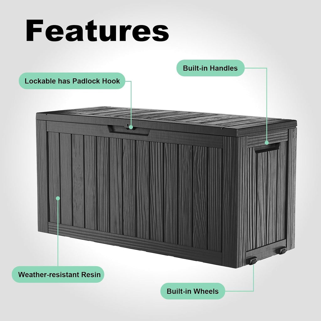lockable resin storage bench, waterproof uv resistant outdoor, package contents