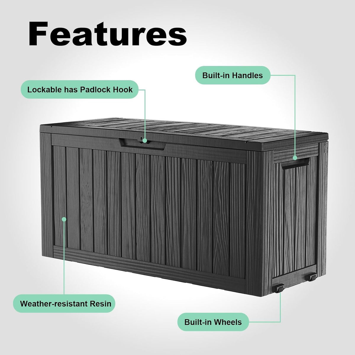 lockable resin storage bench, waterproof uv resistant outdoor, package contents