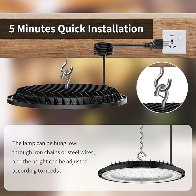 SOUTHLEVY 2 Pack UFO 200W LED High Bay Light, 5 ft Cable