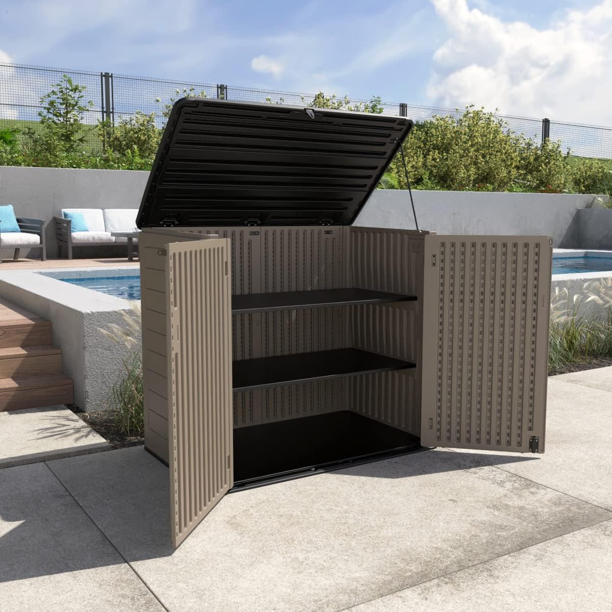 1-piece black metal laminate shelf, 51”*13”*1” for mrosaa shown in use