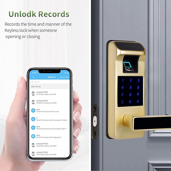 Harfo Smart Door Lock, Heavy Duty 5 in 1 Keyless Entry Door Lock, Full App