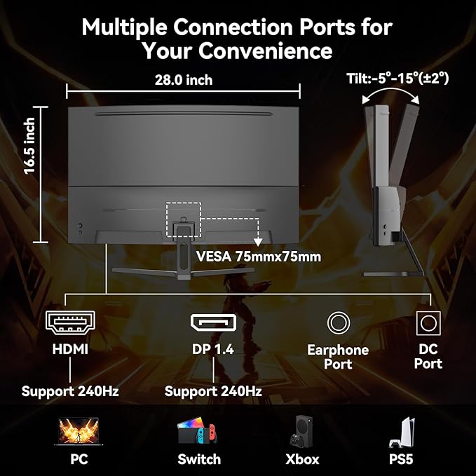 SANSUI 32 Inch Curved 240Hz Gaming Monitor High Refresh Rate, FHD 1080P Gaming