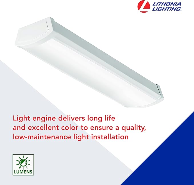 Lithonia Lighting 2 Foot LED Light Fixture, Low-Profile LED Wraparound Flush