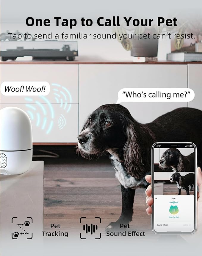 virtavo XD1 Indoor Pet & Baby Camera, No Subscription Required, Dual-Lens 360° (2 Pack)