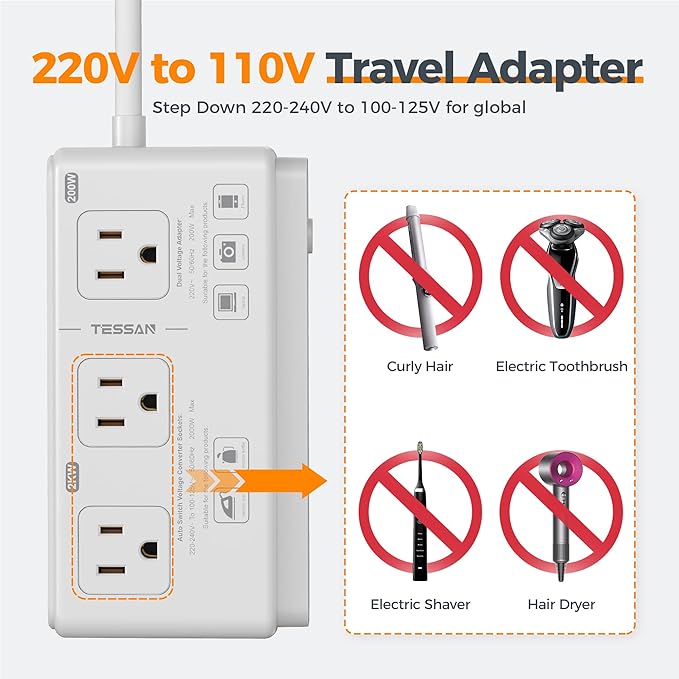 TESSAN 220V to 110V Voltage Converter