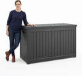 320 Gallon Extra-large Outdoor Storage Box, Waterproof Lockable Deck Box