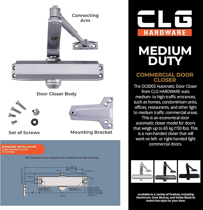 CLG HARDWARE DC6003 Medium Duty Commercial Door Closer