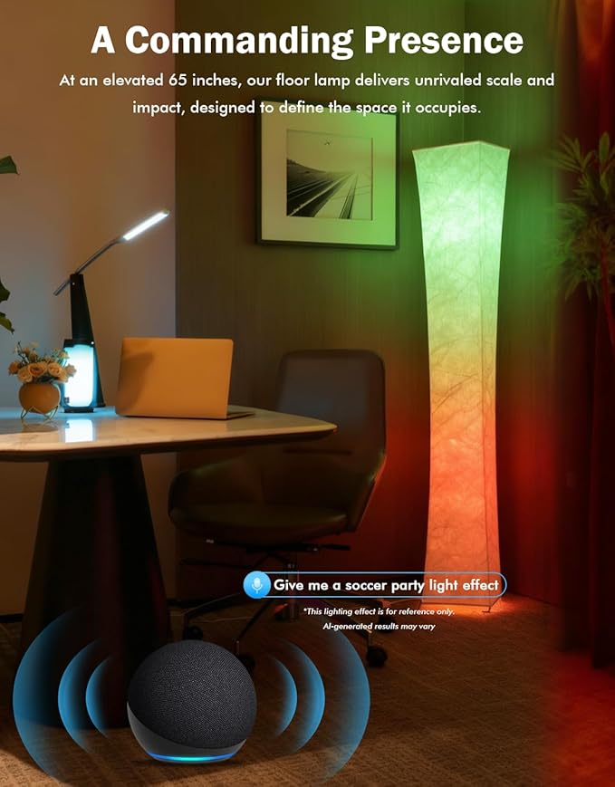 LEONC RGB+CCT Floor Lamp with Remote, 1800lm LED Tuya Smart 9W×2 Bulbs