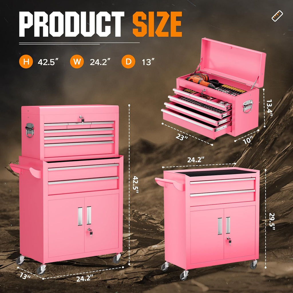 oakcloud heavy-duty 8-drawer rolling tool chest & cabinet shown in use