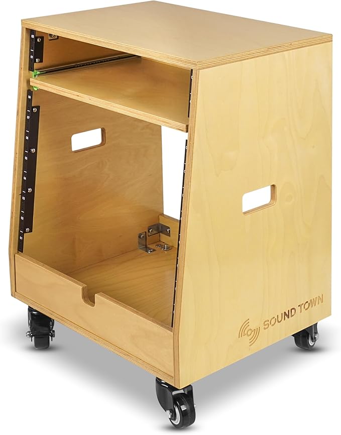 Sound Town DIY Slanted 10U Studio Rack,
