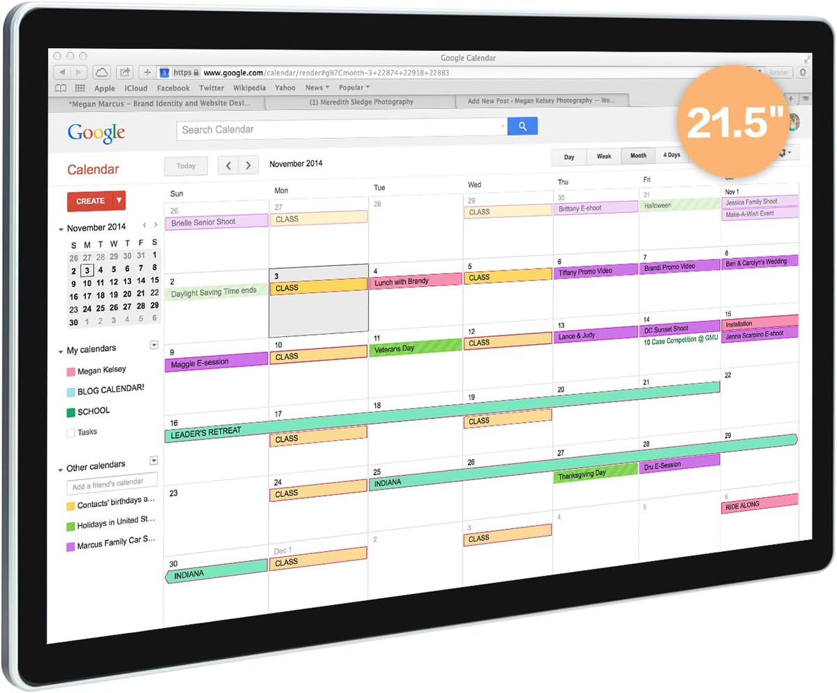 Large Touchscreen Monitor Digital Electronic Calendar, Downloadable APP
