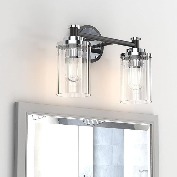 PHIXART Bathroom Lighting Fixtures Black and Chrome Bathroom Vanity Light