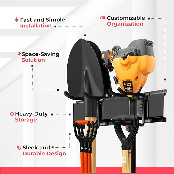 TIDYME Heavy-Duty Garage Wall Storage System | Wall Mounted Tool Organizer Rack