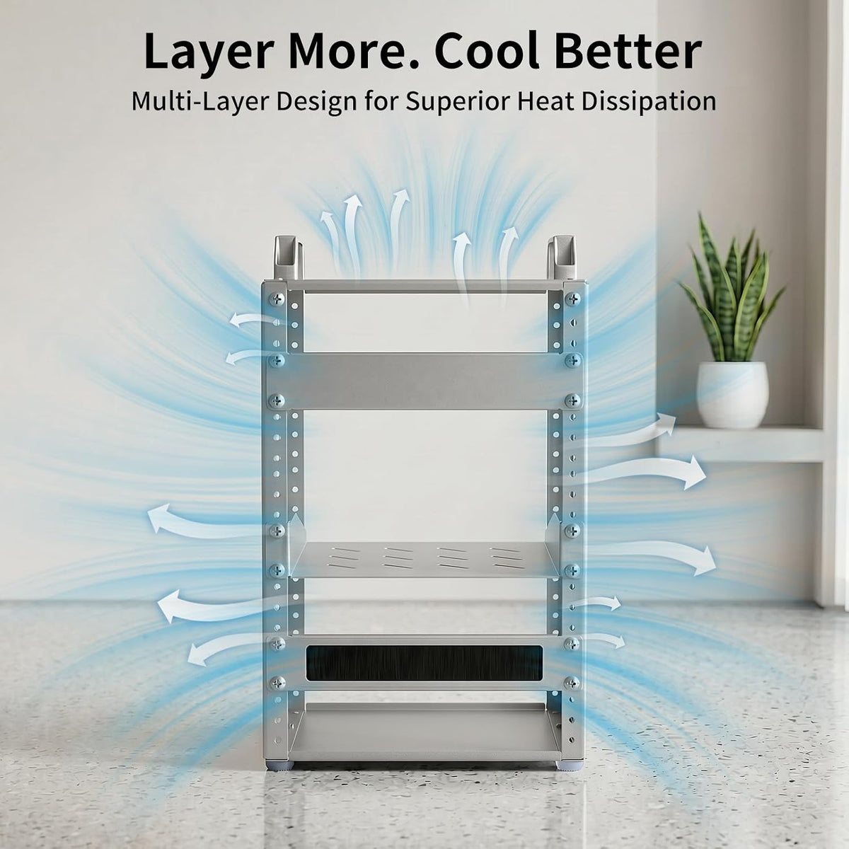 8u 10 inch network rack, 9.45 inch deep, side view