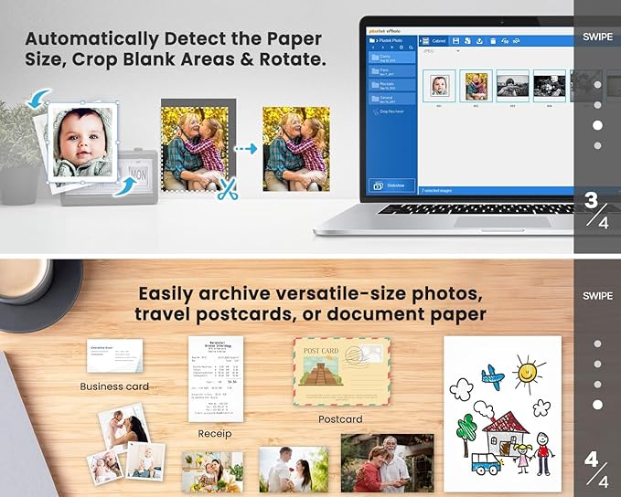 Plustek Photo Scanner ePhoto Z300, Scans 4x6 inch Photos in 2 Seconds, Auto