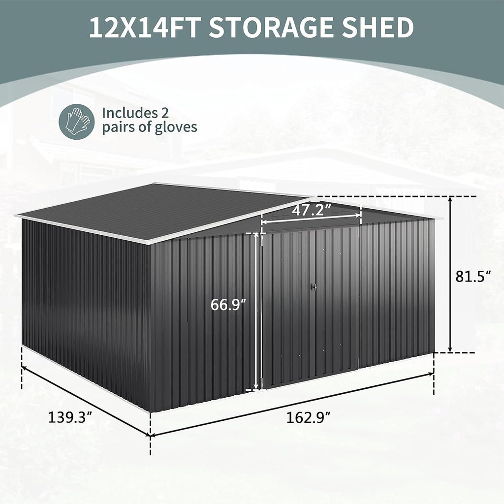 polar aurora 12x14 ft outdoor storage shed black shown in use