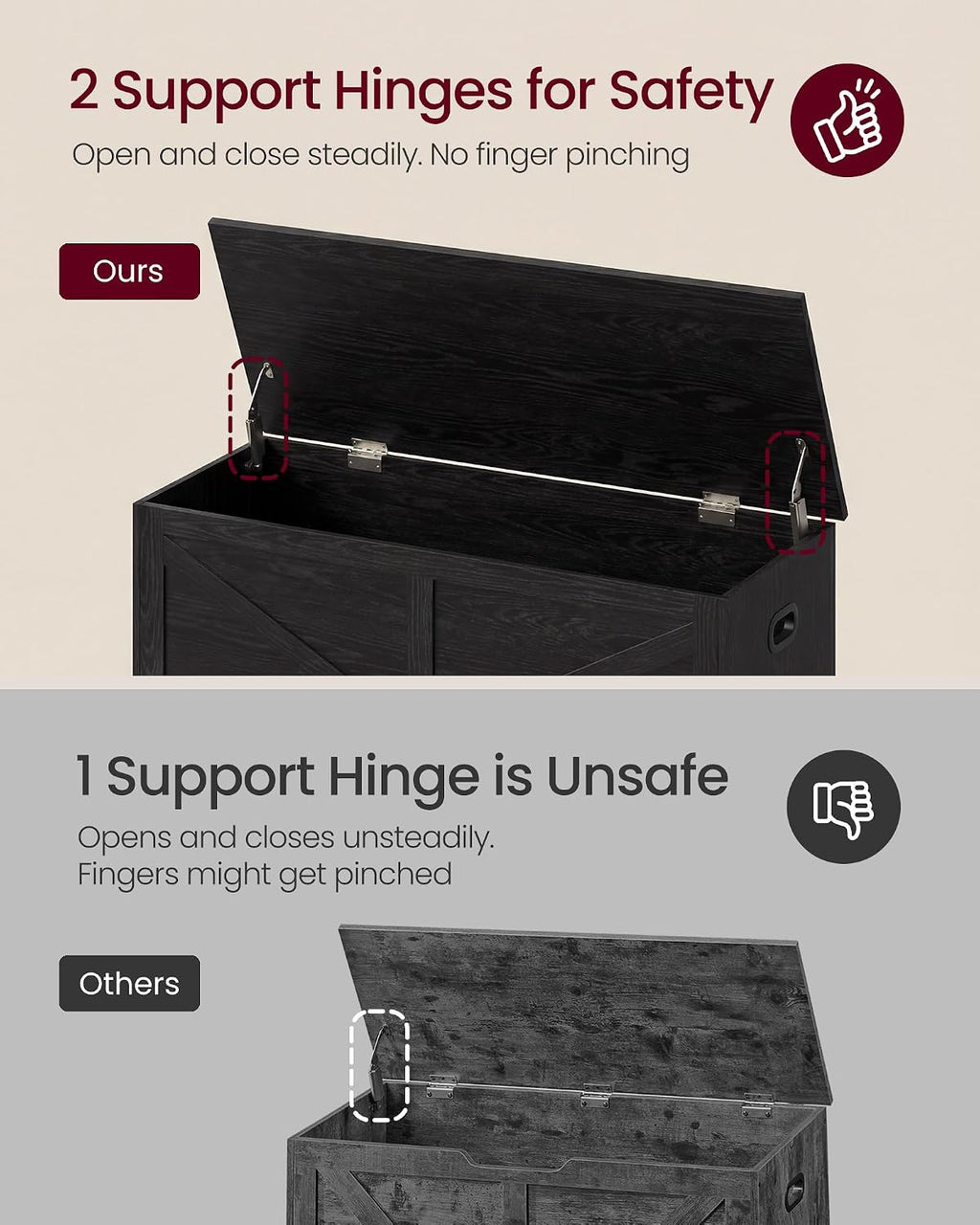 vasagle storage chest with 2 fabric drawers, 15.7 on a desk or shelf