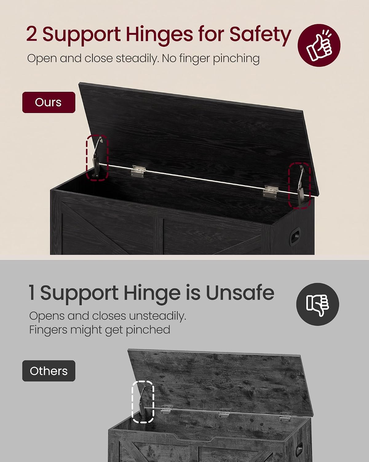 vasagle storage chest with 2 fabric drawers, 15.7 on a desk or shelf
