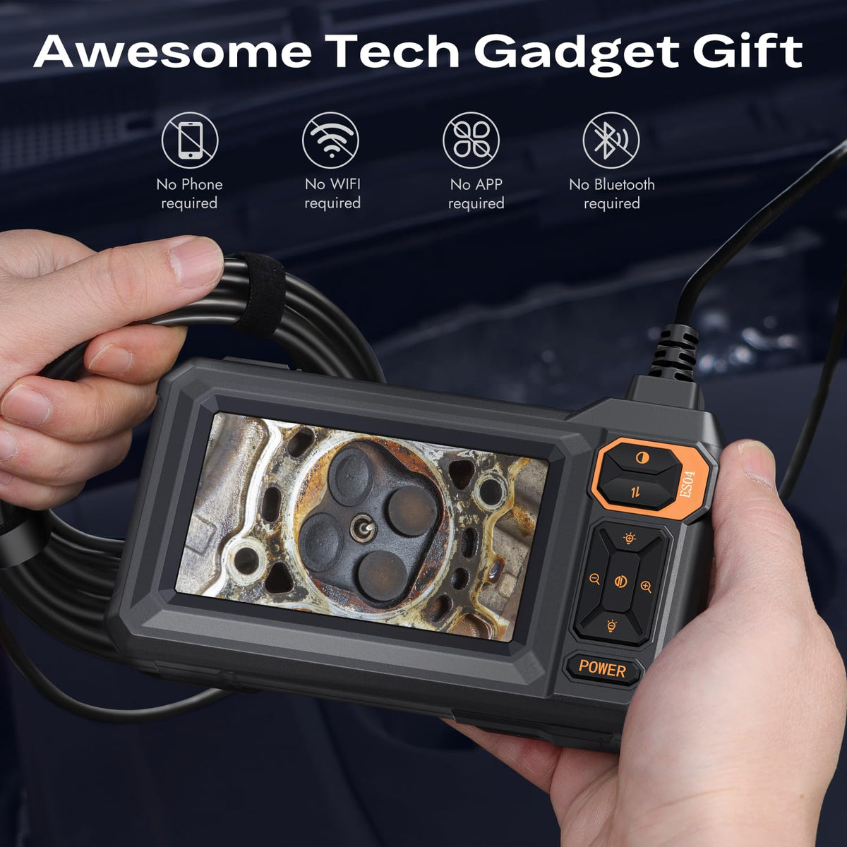 endoscope camera with light, 1920p hd borescope, 4.3" on a desk or shelf
