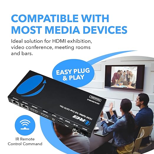 OREI 4K 1x2 HDMI Over ethernet Extender Splitter Over CAT6/7 ethernet Cable