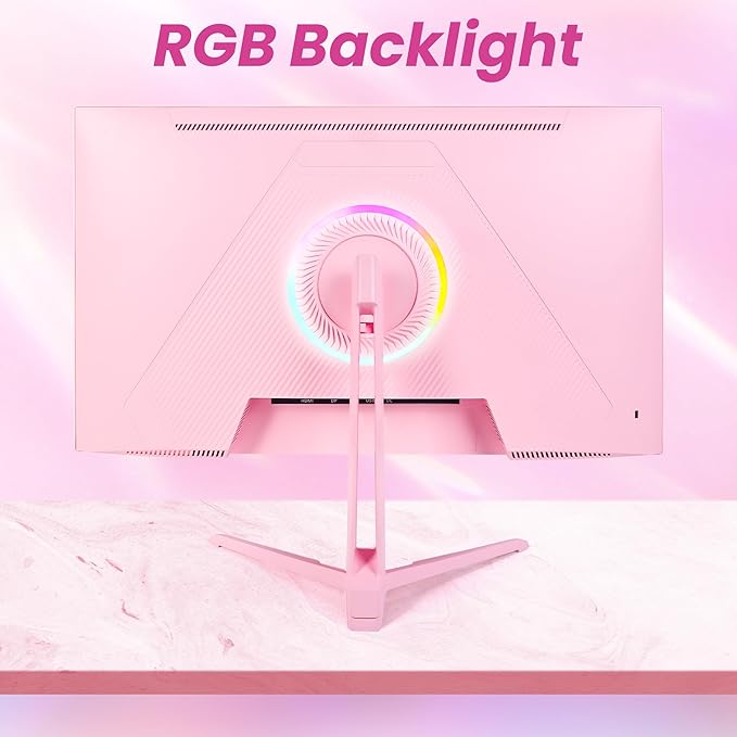 SKitphrati Pink 24 inch Gaming Monitor 200Hz Refresh Rate FHD 1080p Resolution