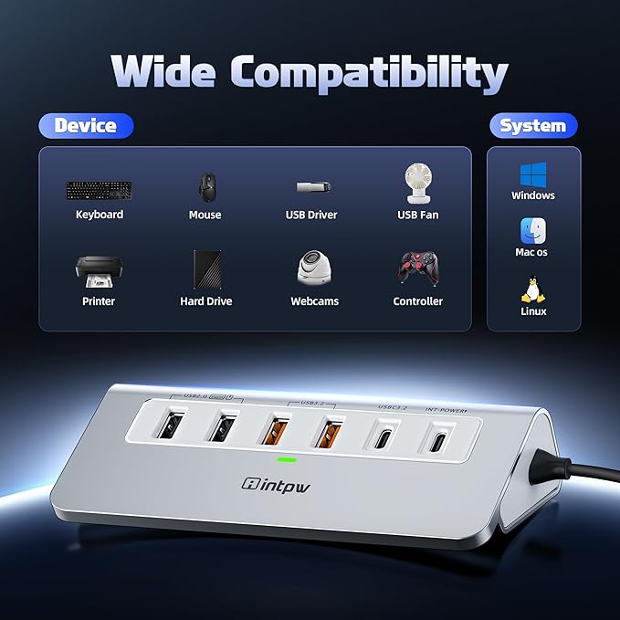 intpw P9 PRO USB C Hub 10Gbps, 9-in-1 USB C Docking Station