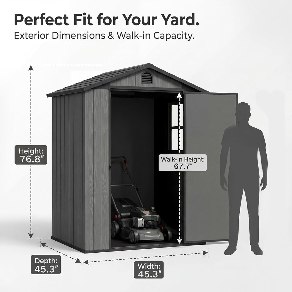 devoko 4×4 ft resin outdoor storage sheds with shown in use