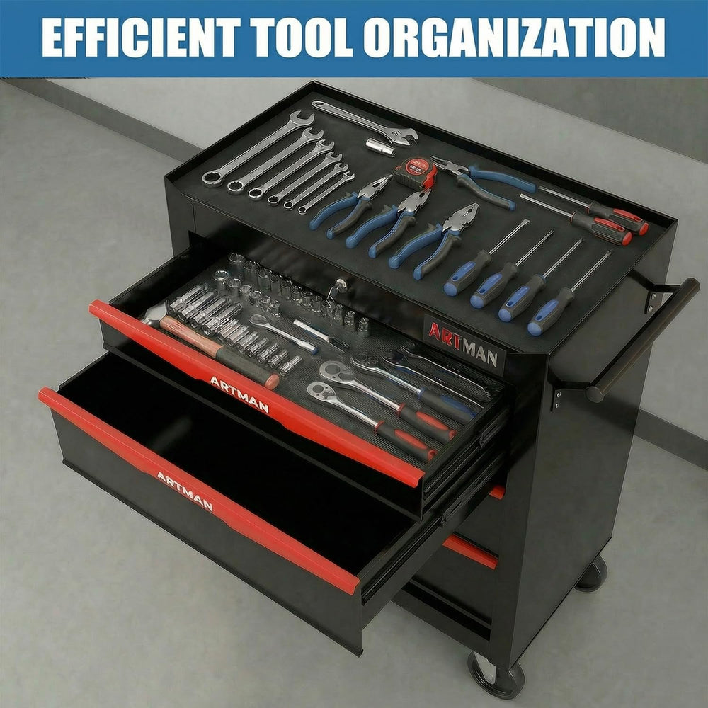 4-Drawer Rolling Tool Chest - Heavy Duty Tool Storage Cabinet with Lockable W...