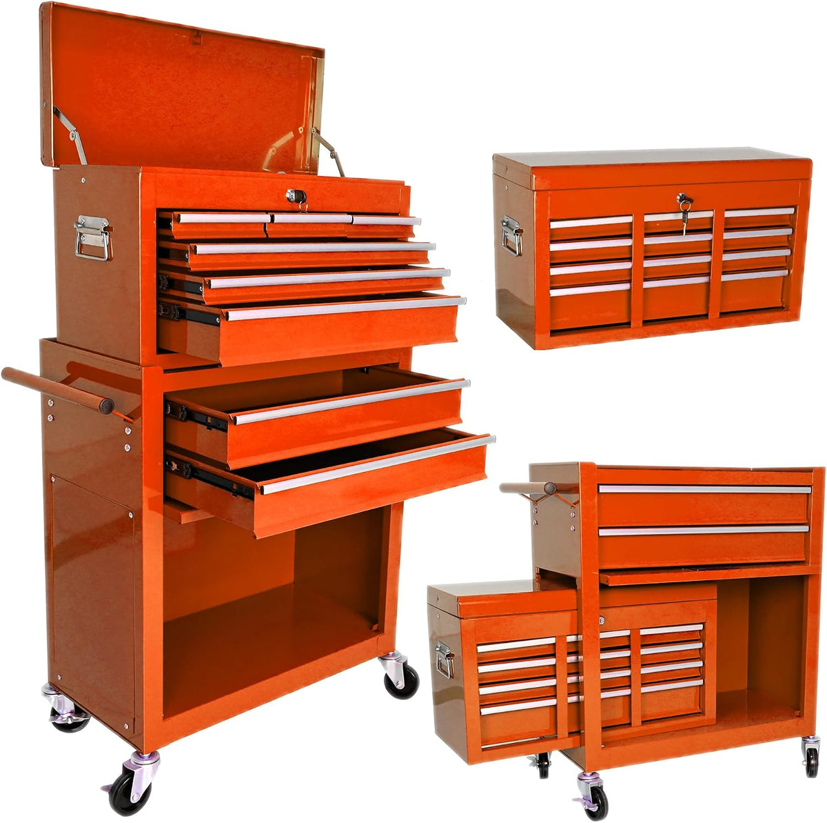 RYH 8 Drawers Rolling Tool Chests (Orange, 8 Drawers /43.1" H × 24.2" W)