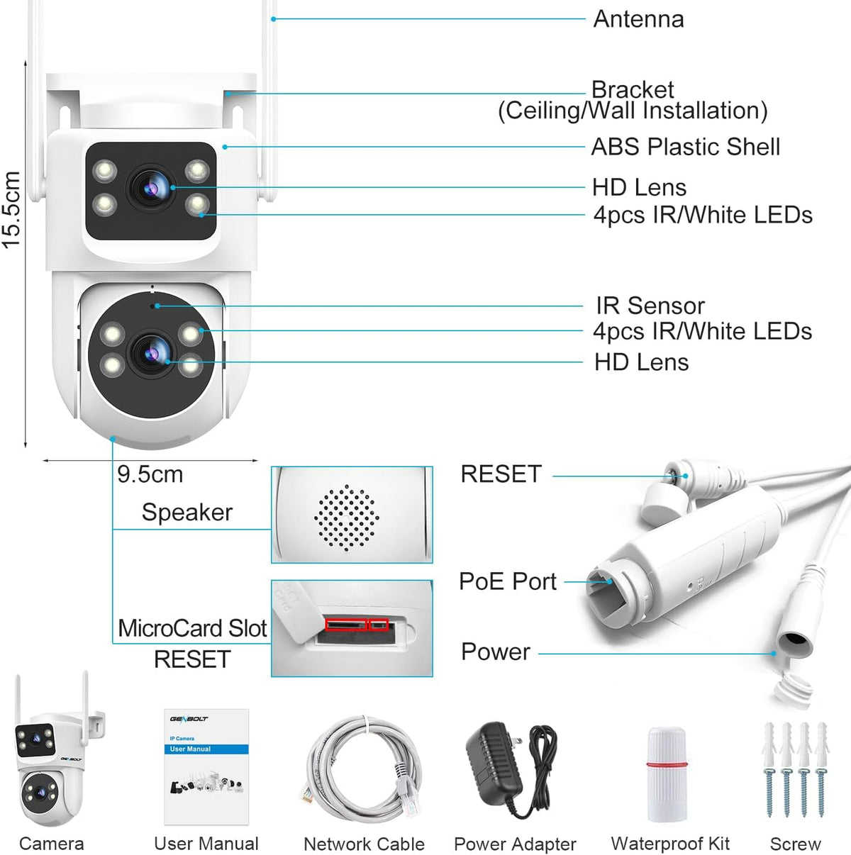 genbolt ptz wifi security camera outdoor with dual, view 9