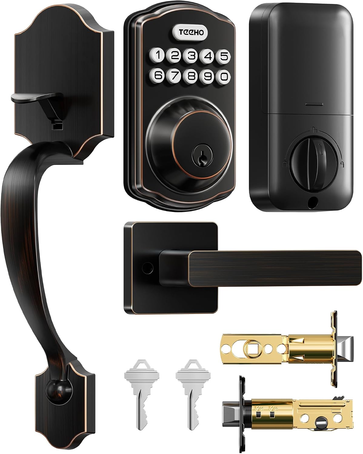TEEHO TK001H Keyless Entry Door Lock Set for Front Door, Oil-Rubbed Bronze
