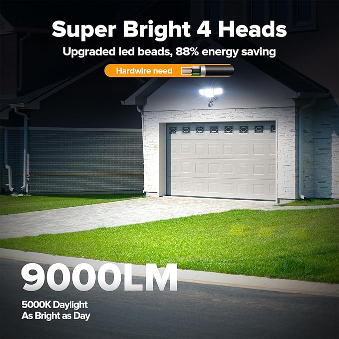 LUTEC 80W 9000LM LED Security Lights Hardwire Motion Sensor Outdoor Lights