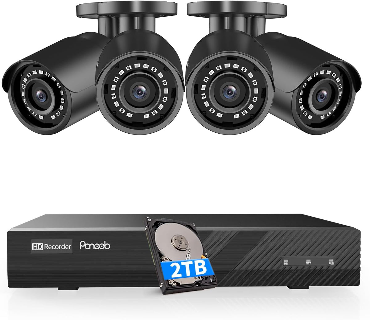 4 Camera Security System 8 Channel PoE with 2TB HDD, PB37F30408-5M
