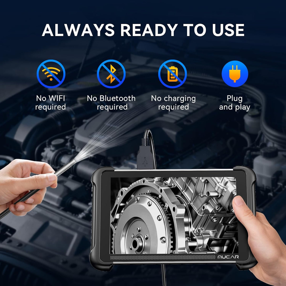 mucar e021 usb endoscope borescope, compatible with pc on a desk or shelf