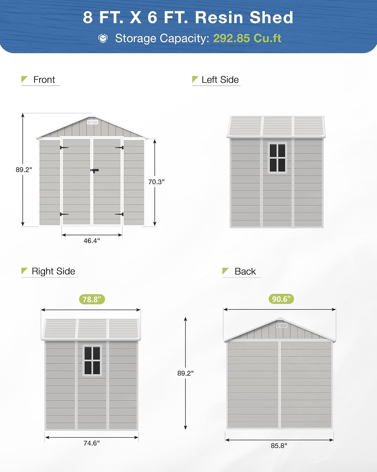 amopatio 8x6 ft storage shed with floor included shown in use