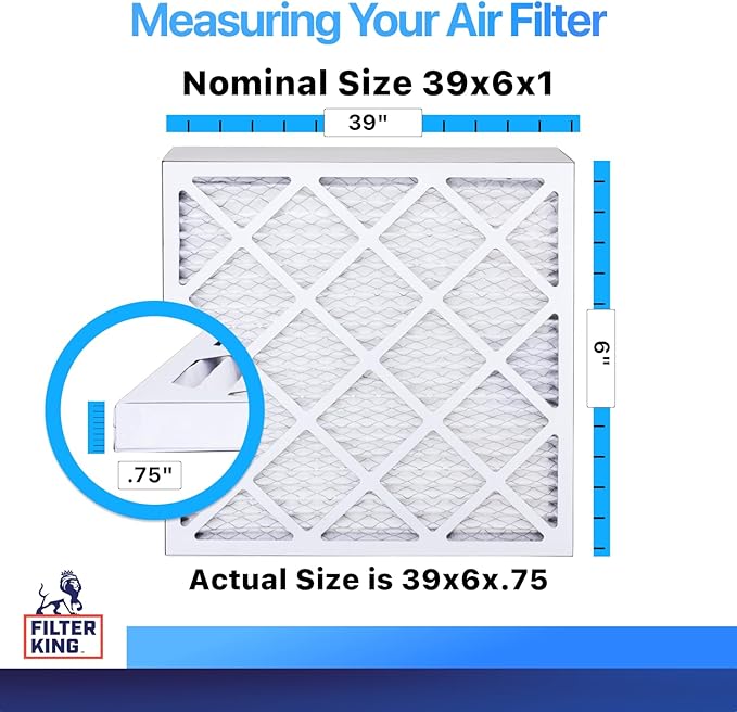 Filter King 39x6x1 Air Filter | 4-PACK | MERV 8 HVAC Pleated A/C Furnace