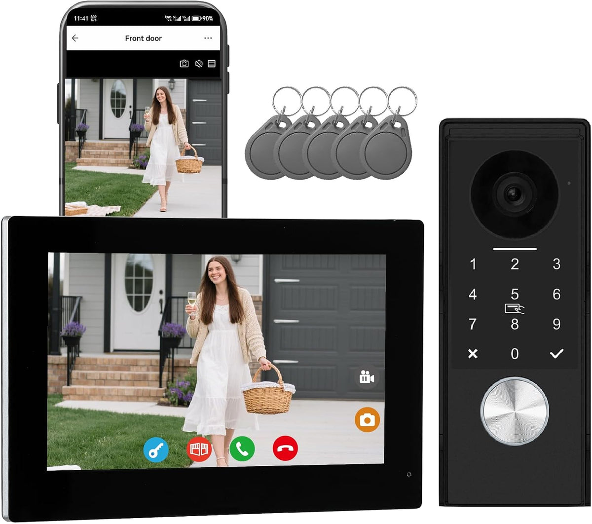 KeonBell Video Door intercom 2-Wired, doorbell withCamera, Full HD Camera