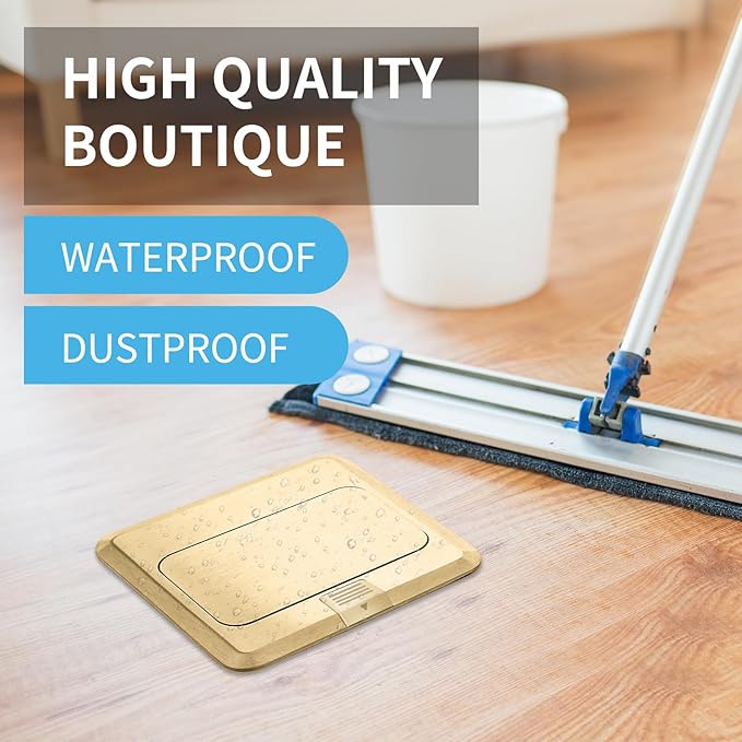 Vagueior Pop Up Floor Electrical Outlet Stainless Steel Box Kit, 5V/4.8A USB