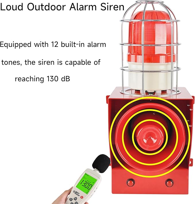 EOKHEOY Alarm Siren Waterproof Indoor/Outdoor Security Emergency Adjustable