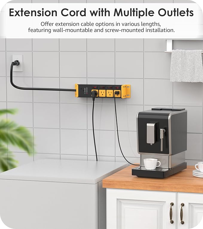 CCCEI 2PCS Heavy Duty Power Strip Surge Protector 20 AMP Individual Switches.