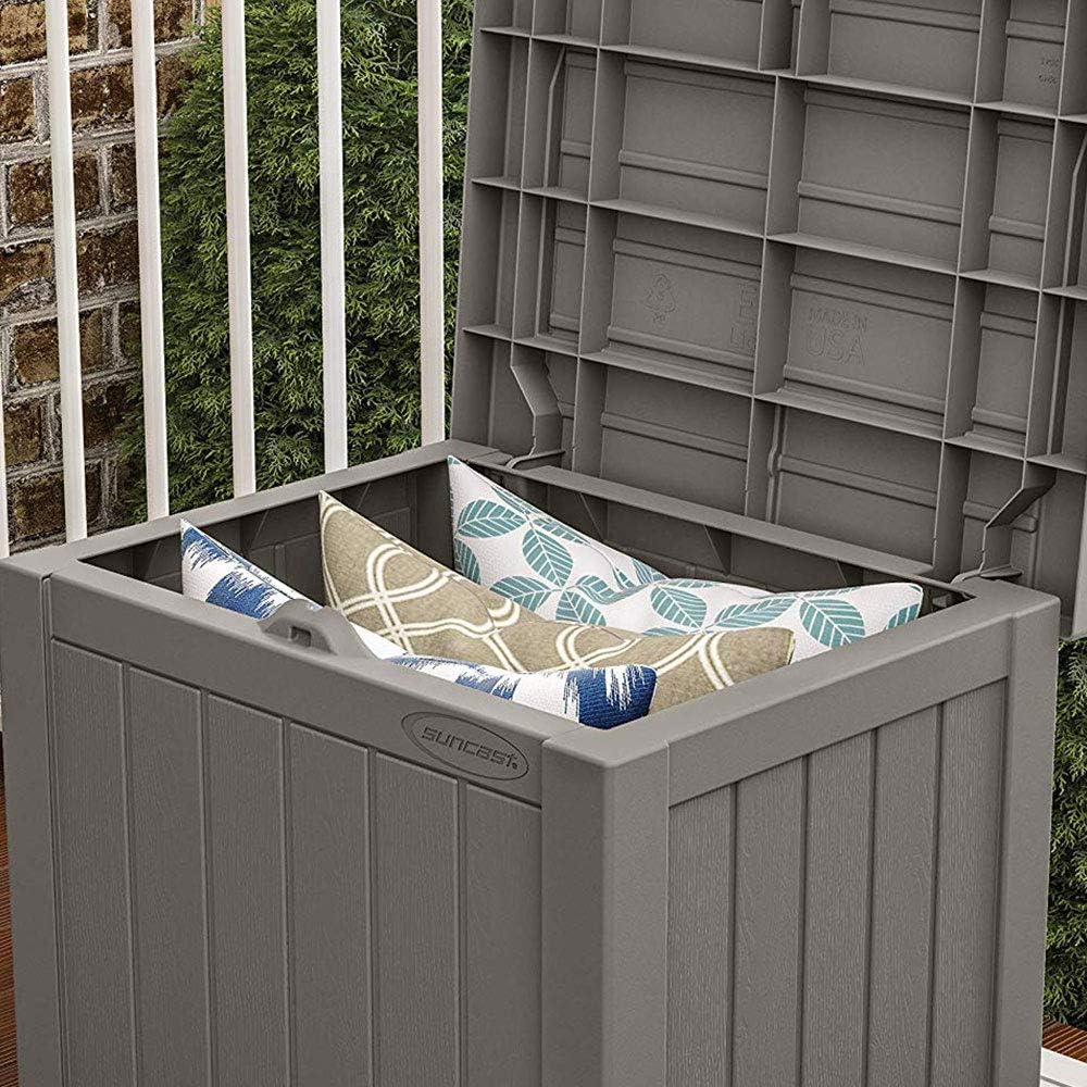 suncast ss500st 22 gallon small resin outdoor patio, side view