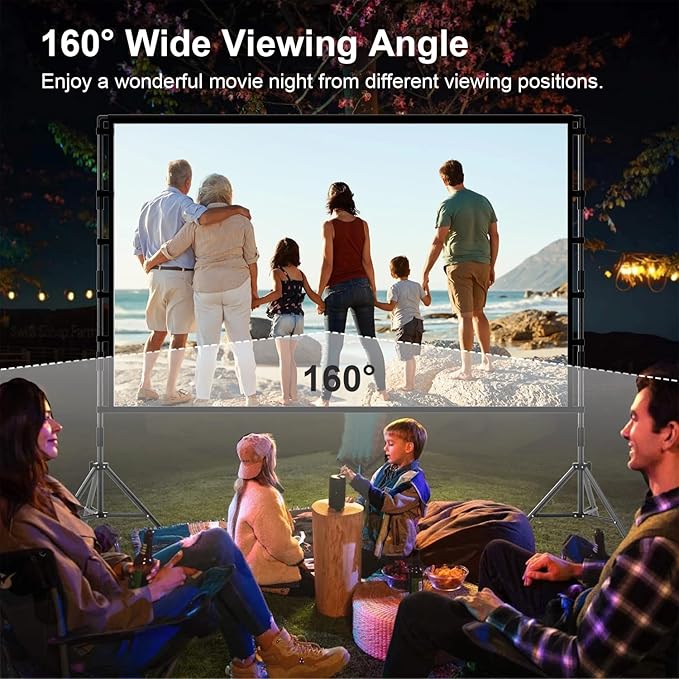 Outdoor Projector Screen with Stand, TOWOND 120 inch Portable Projector Screen